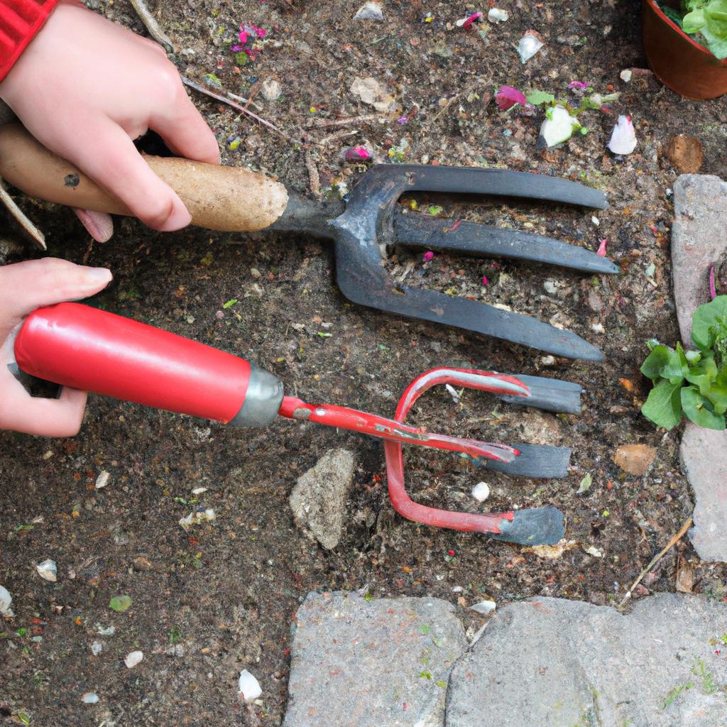 Person gardening with essential tools